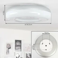 Idual Plafonnier Daphnis LED Argenté, Blanc, 1 lumière, Télécommandes, Changeur de couleurs