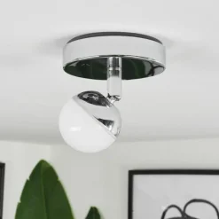 Idual Plafonnier Olivine LED Chrome, 1 lumière, Télécommandes, Changeur de couleurs