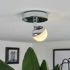 Idual Plafonnier Olivine LED Chrome, 1 lumière, Télécommandes, Changeur de couleurs