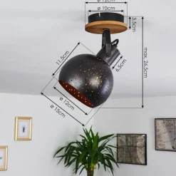 Lampes Vintages & Rétros-hofstein Plafonnier Imana Bois foncé, Noir, 1 lumière