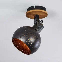 Lampes Vintages & Rétros-hofstein Plafonnier Imana Bois foncé, Noir, 1 lumière