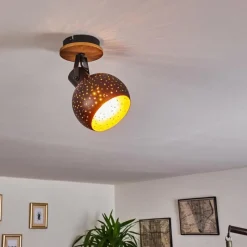 Lampes Vintages & Rétros-hofstein Plafonnier Imana Bois foncé, Noir, 1 lumière