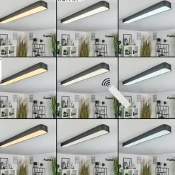 hofstein Plafonnier Iriondo LED Noir, 1 lumière, Télécommandes