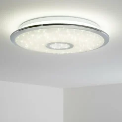 hofstein Plafonnier Jamton LED Chrome, 1 lumière, Télécommandes