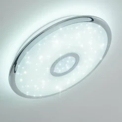 hofstein Plafonnier Jamton LED Chrome, 1 lumière, Télécommandes