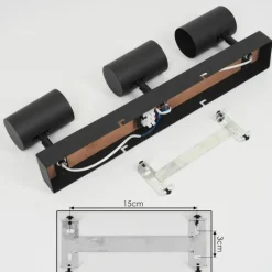 Luminaires Scandinaves-hofstein Plafonnier Javel Brun, Couleur bois, Noir, 3 lumières