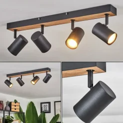 Luminaires Scandinaves-hofstein Plafonnier Javel Brun, Couleur bois, Noir, 4 lumières