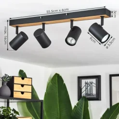 Luminaires Scandinaves-hofstein Plafonnier Javel Brun, Couleur bois, Noir, 4 lumières