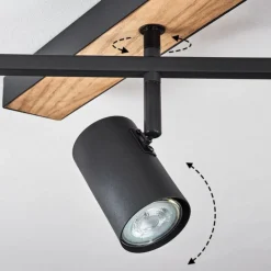 Luminaires Scandinaves-hofstein Plafonnier Javel Brun, Couleur bois, Noir, 5 lumières