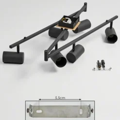 hofstein Plafonnier Javel Brun, Gris, Couleur bois, Noir, 6 lumières