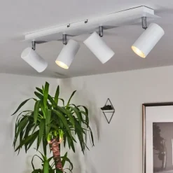 hofstein Plafonnier Javel Chrome, Blanc, 4 lumières* Spots Et Projecteurs