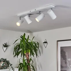 hofstein Plafonnier Javel Chrome, Blanc, 4 lumières* Spots Et Projecteurs