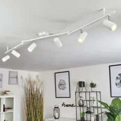 hofstein Plafonnier Javel Chrome, Blanc, 6 lumières