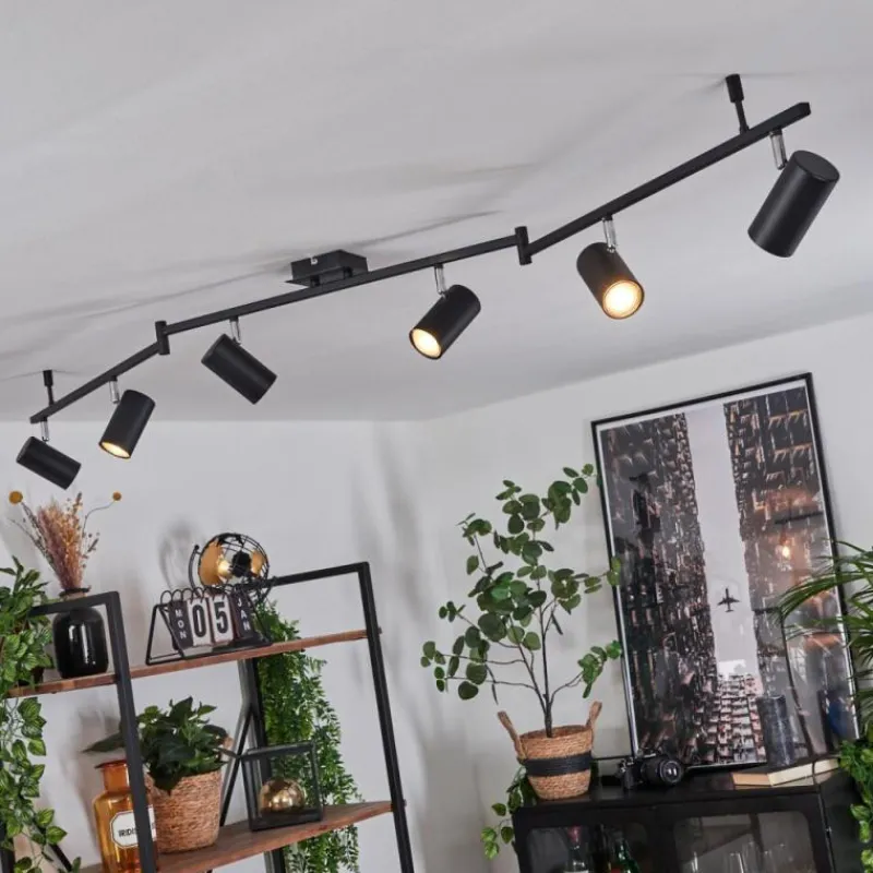 hofstein Plafonnier Javel Chrome, Noir, 6 lumières