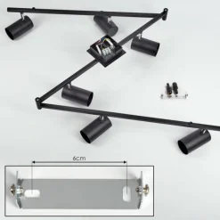 hofstein Plafonnier Javel Chrome, Noir, 6 lumières