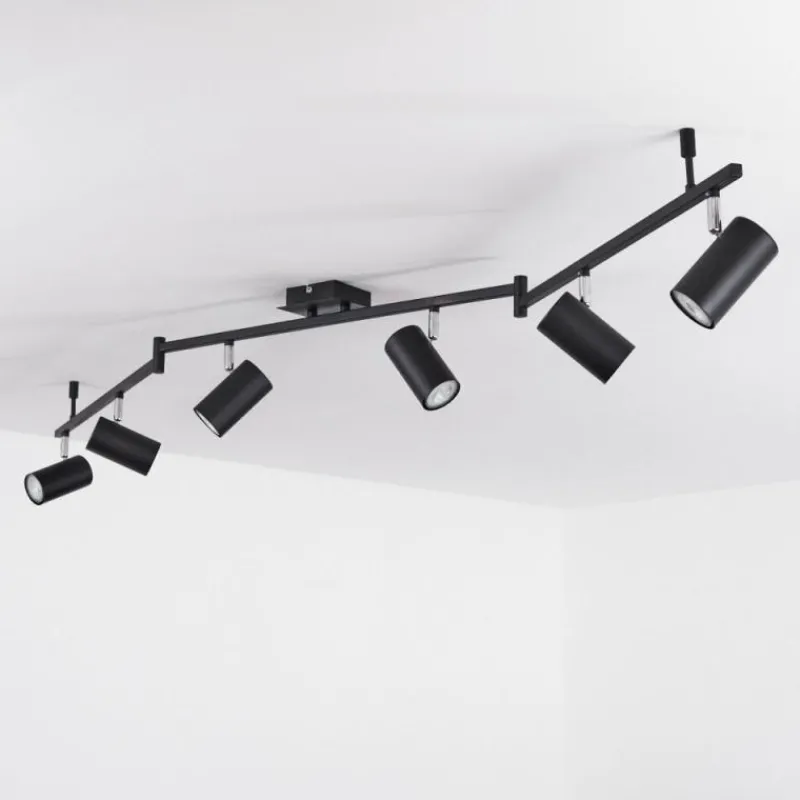 hofstein Plafonnier Javel Chrome, Noir, 6 lumières