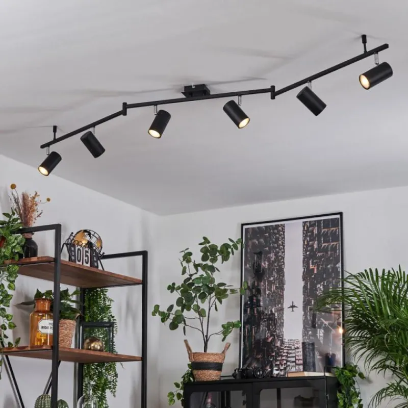 hofstein Plafonnier Javel Chrome, Noir, 6 lumières