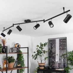 hofstein Plafonnier Javel Chrome, Noir, 6 lumières