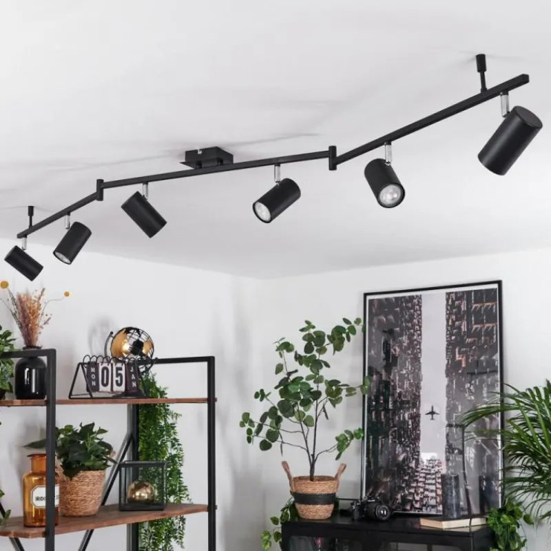 hofstein Plafonnier Javel Chrome, Noir, 6 lumières