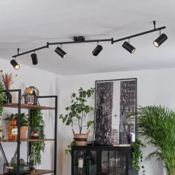 hofstein Plafonnier Javel Chrome, Noir, 6 lumières