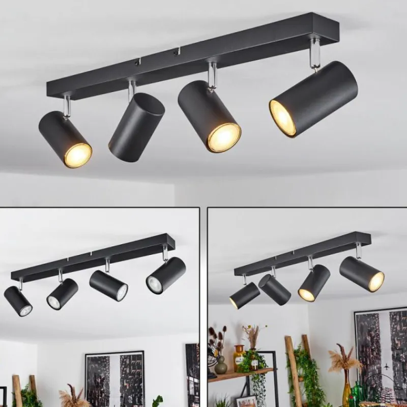 hofstein Plafonnier Javel Chrome, Noir, 4 lumières