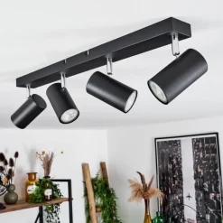 hofstein Plafonnier Javel Chrome, Noir, 4 lumières