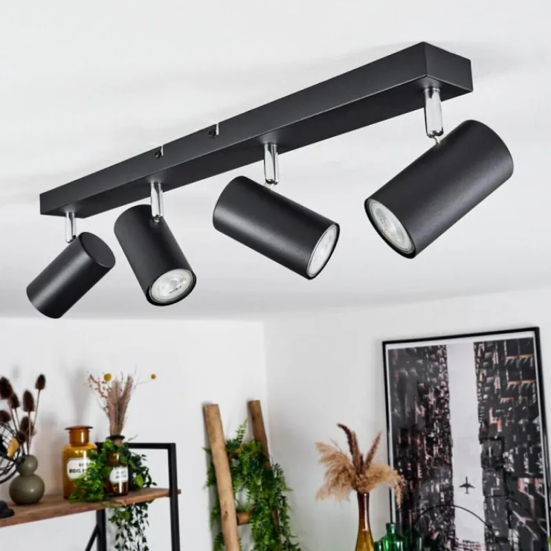 hofstein Plafonnier Javel Chrome, Noir, 4 lumières