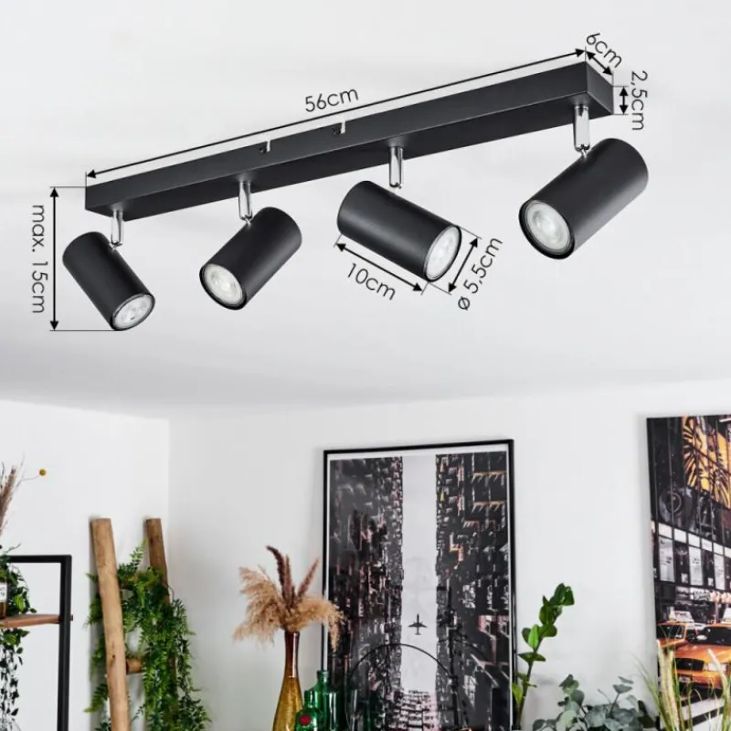 hofstein Plafonnier Javel Chrome, Noir, 4 lumières