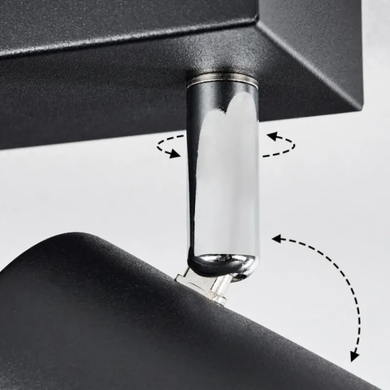 hofstein Plafonnier Javel Chrome, Noir, 4 lumières