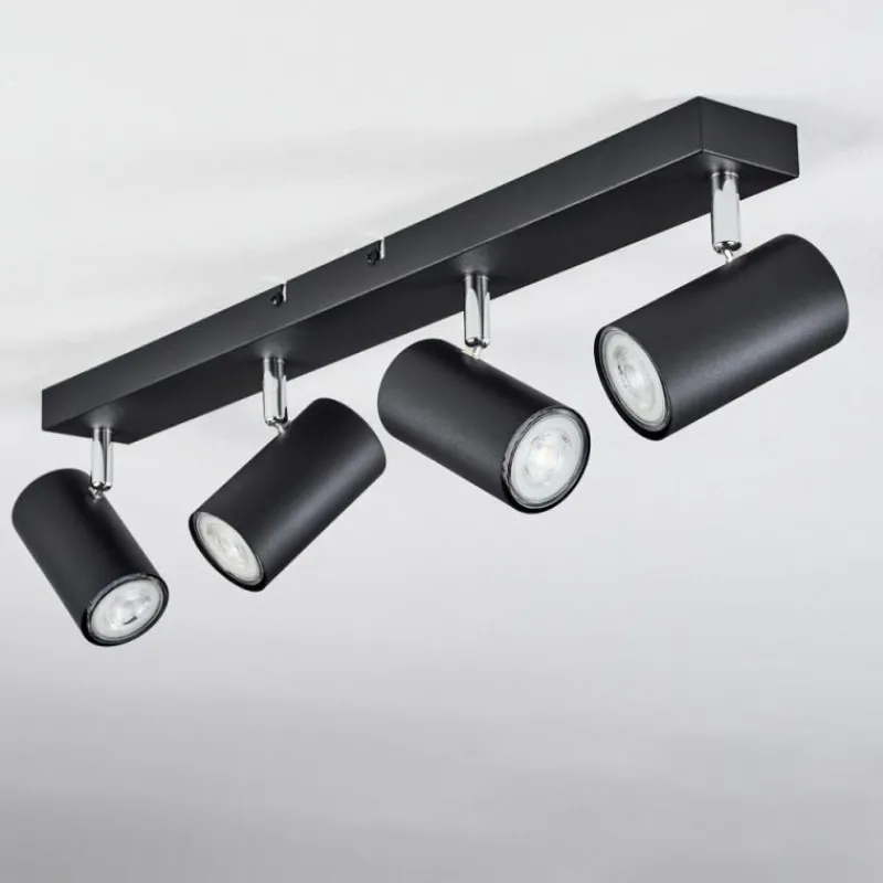 hofstein Plafonnier Javel Chrome, Noir, 4 lumières