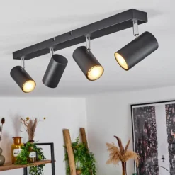 hofstein Plafonnier Javel Chrome, Noir, 4 lumières