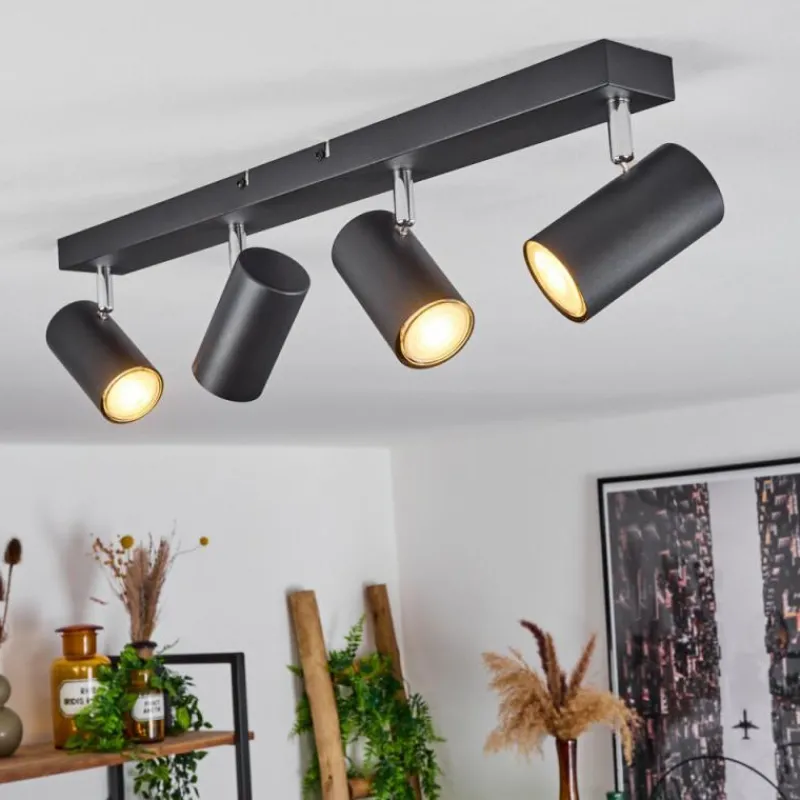 hofstein Plafonnier Javel Chrome, Noir, 4 lumières