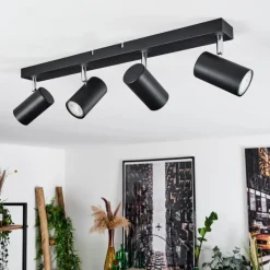 hofstein Plafonnier Javel Chrome, Noir, 4 lumières