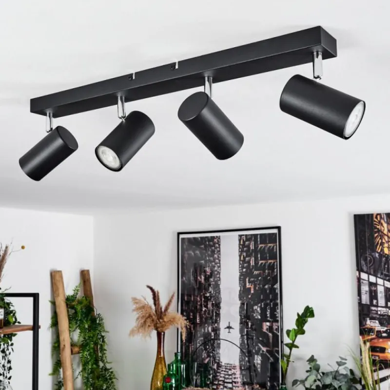 hofstein Plafonnier Javel Chrome, Noir, 4 lumières