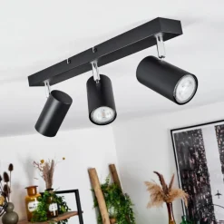 hofstein Plafonnier Javel Chrome, Noir, 3 lumières