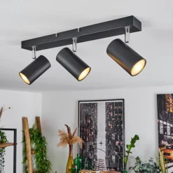 hofstein Plafonnier Javel Chrome, Noir, 3 lumières