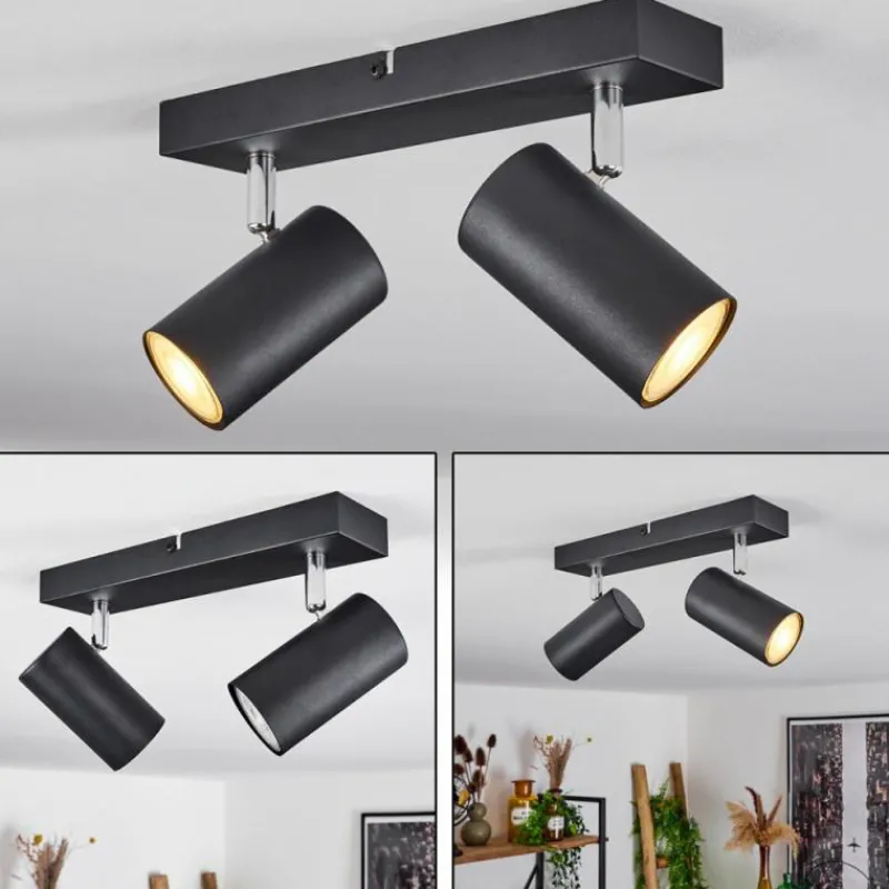 hofstein Plafonnier Javel Chrome, Noir, 2 lumières