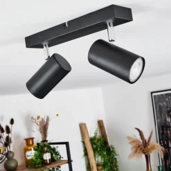 hofstein Plafonnier Javel Chrome, Noir, 2 lumières