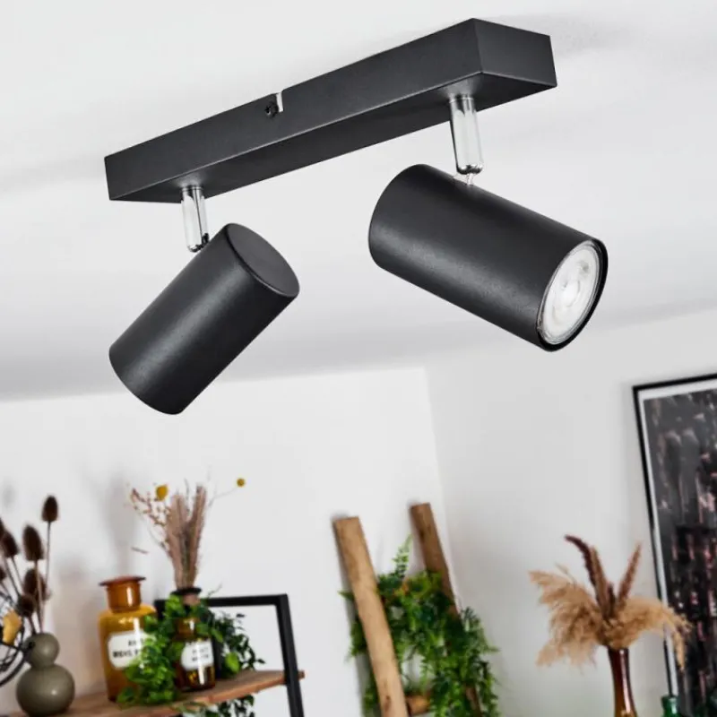 hofstein Plafonnier Javel Chrome, Noir, 2 lumières