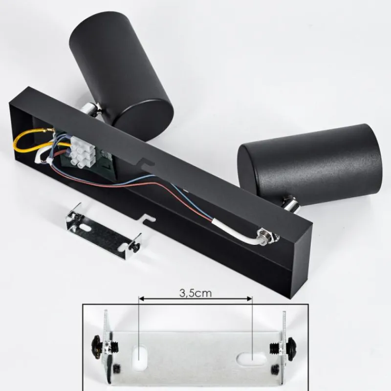 hofstein Plafonnier Javel Chrome, Noir, 2 lumières