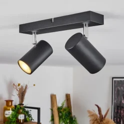 hofstein Plafonnier Javel Chrome, Noir, 2 lumières