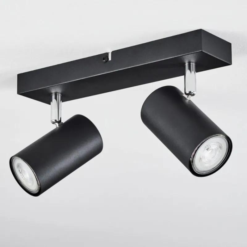 hofstein Plafonnier Javel Chrome, Noir, 2 lumières