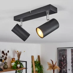 hofstein Plafonnier Javel Chrome, Noir, 2 lumières