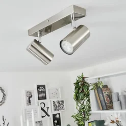 hofstein Plafonnier Javel Chrome, Nickel mat, 2 lumières