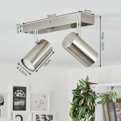 hofstein Plafonnier Javel Chrome, Nickel mat, 2 lumières