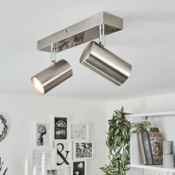 hofstein Plafonnier Javel Chrome, Nickel mat, 2 lumières
