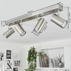 hofstein Plafonnier Javel Chrome, Nickel mat, 4 lumières