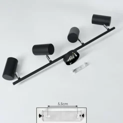 hofstein Plafonnier Javel Chrome, Noir, 4 lumières