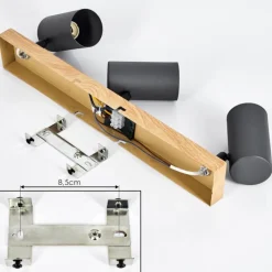 hofstein Plafonnier Javel Couleur bois, Noir, 3 lumières