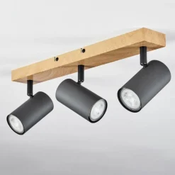 hofstein Plafonnier Javel Couleur bois, Noir, 3 lumières